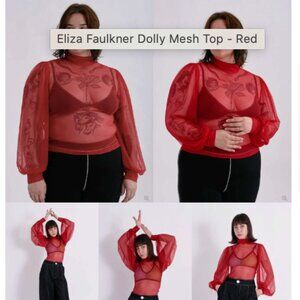 Red Eliza Faulkner Dolly Mesh Top